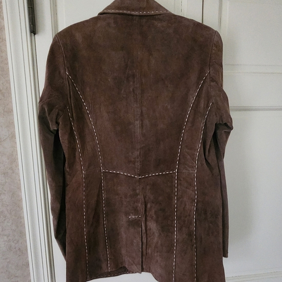 Pamela McCoy Suede Leather Jacket in Rich Brown.pit To Pit 19" - Picture 3 of 8